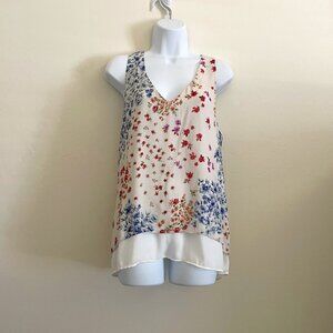 Karen Kane Floral High Low Top with split back Size XLP
